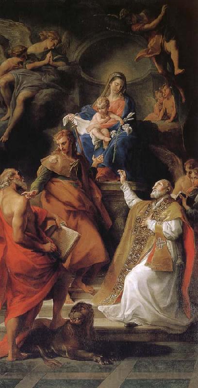 Pompeo Batoni Mary, Saint infant and Saint outstanding prosperous, Zhan Mushi Meiye, Philip Norge oil painting art